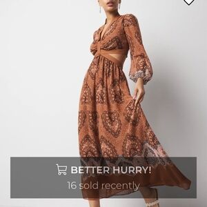 White House Black Market Brown Long Sleeve Midi Dress